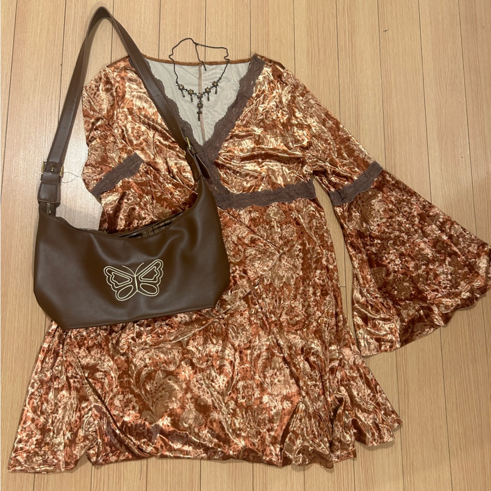 Velvet Bell Sleeve Dress